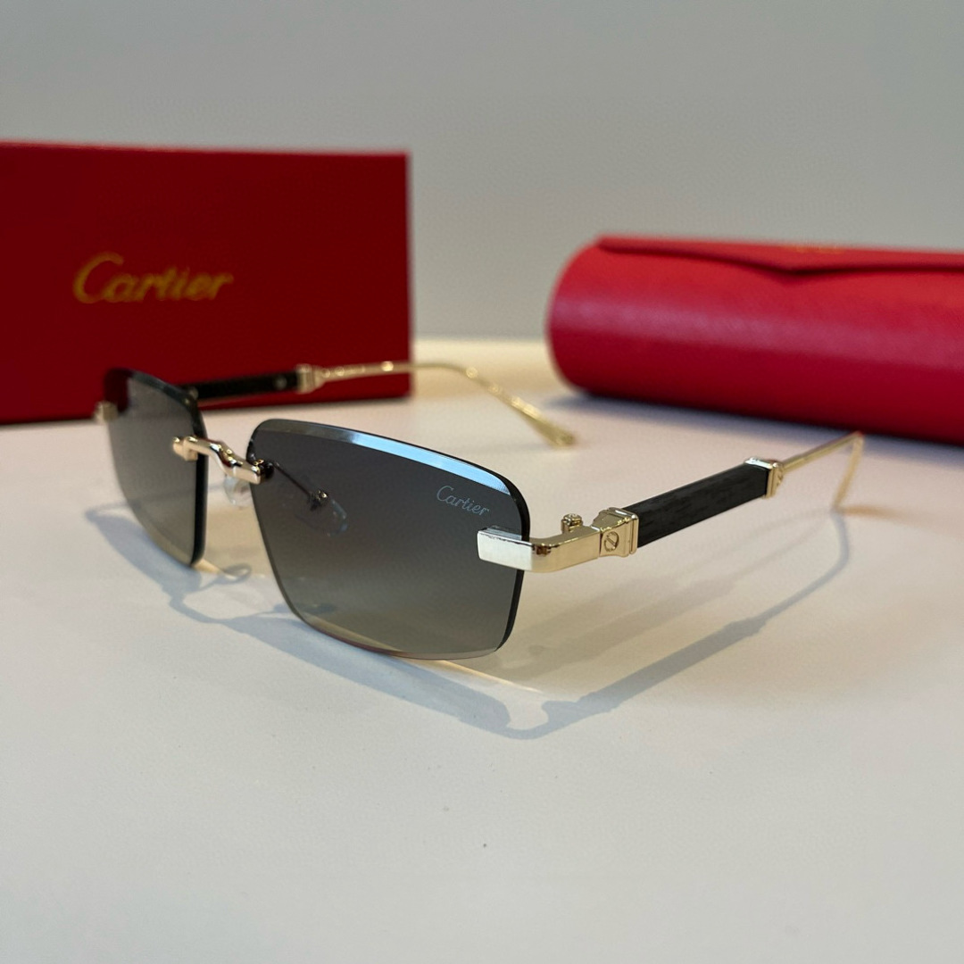 CARTIE カルティエ サングラス メタルフレーム 无框 軽量 通勤 メンズ レッド ケース付き - 画像 3