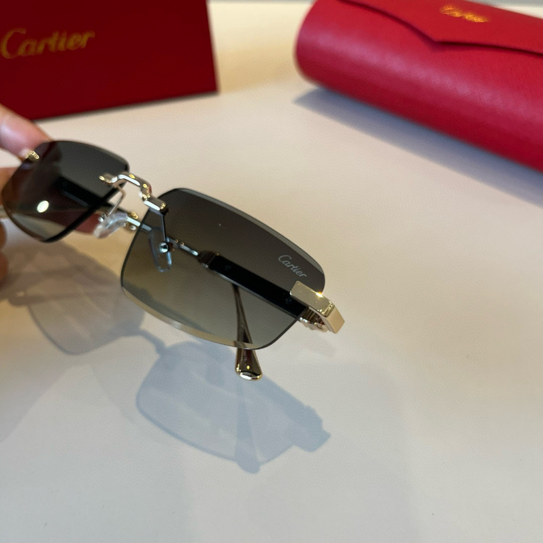 CARTIE カルティエ サングラス メタルフレーム 无框 軽量 通勤 メンズ レッド ケース付き - 画像 6