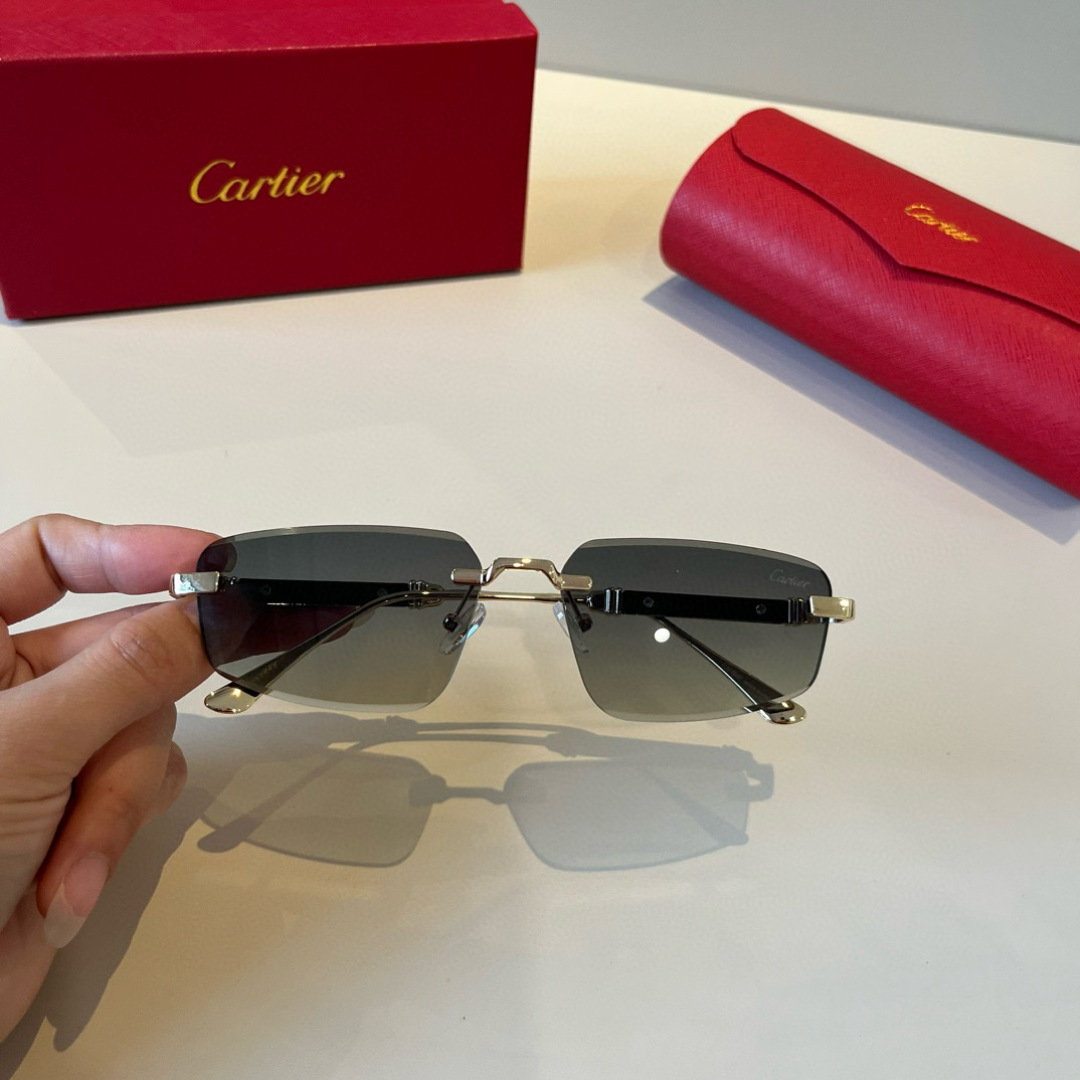 CARTIE カルティエ サングラス メタルフレーム 无框 軽量 通勤 メンズ レッド ケース付き - 画像 7