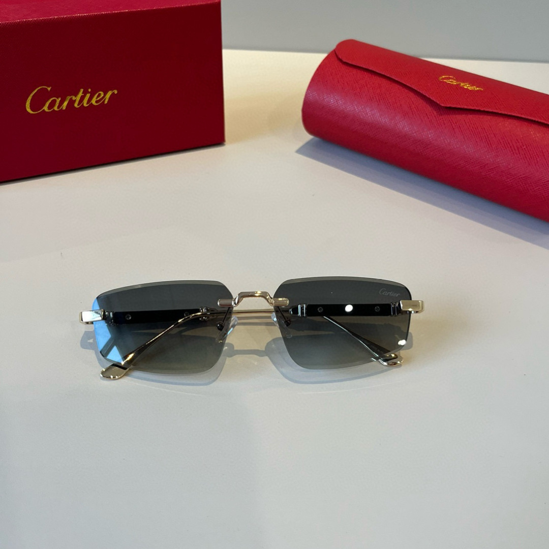 CARTIE カルティエ サングラス メタルフレーム 无框 軽量 通勤 メンズ レッド ケース付き - 画像 8