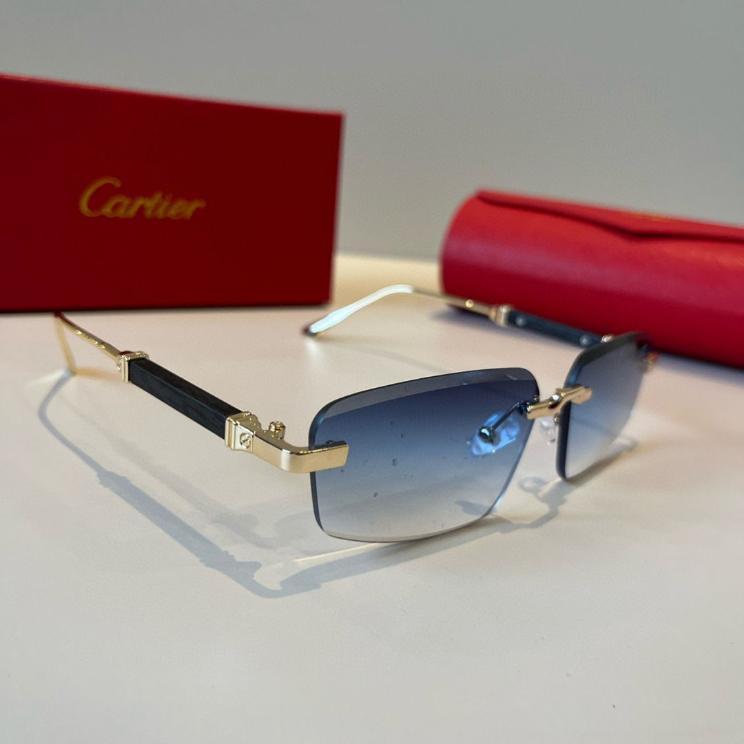 Cartier カルティエ サングラス メンズ 限定モデル 軽量 高級感 ブルーレンズ 全4色展開