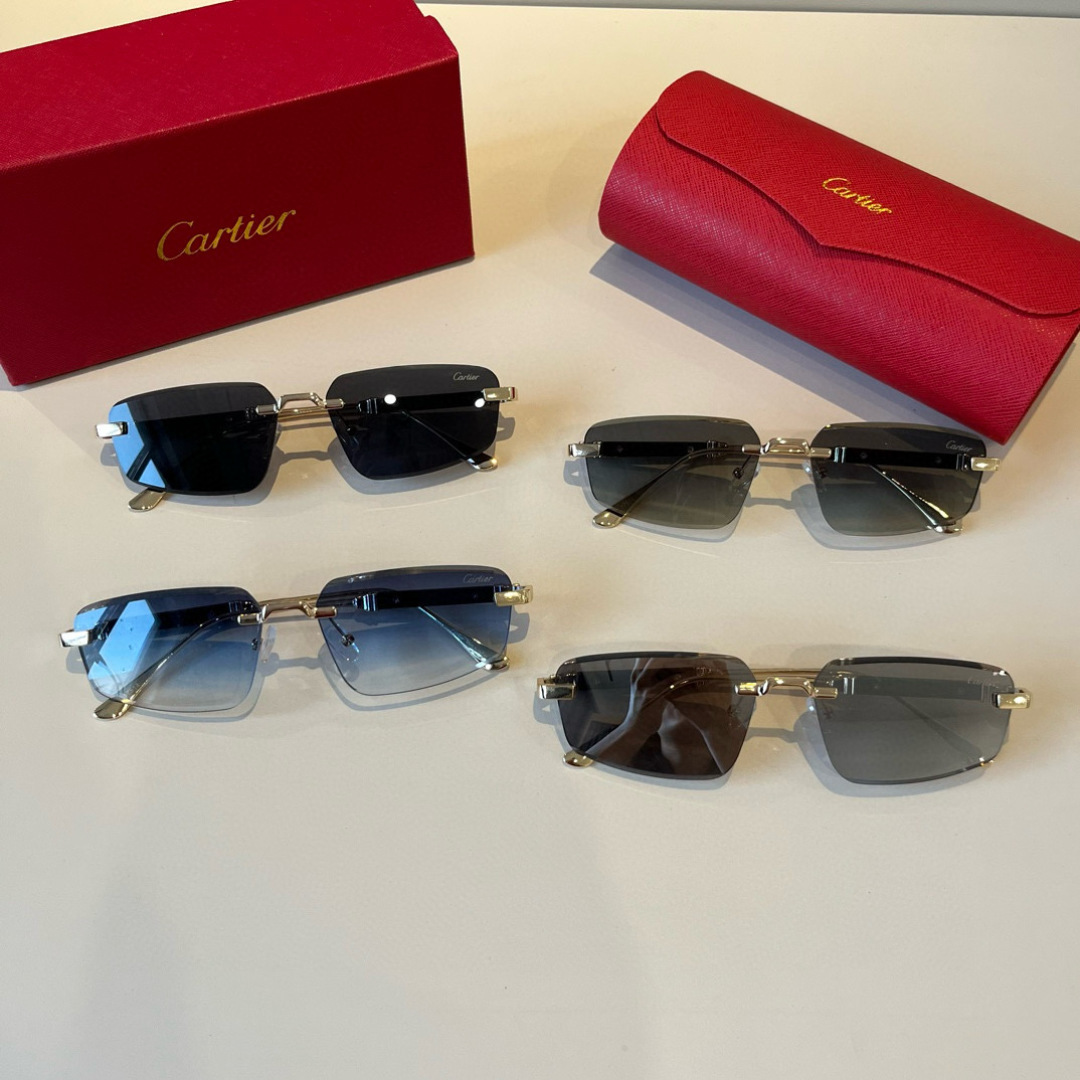 Cartier カルティエ サングラス メンズ 限定モデル 軽量 高級感 ブルーレンズ 全4色展開 - 画像 2