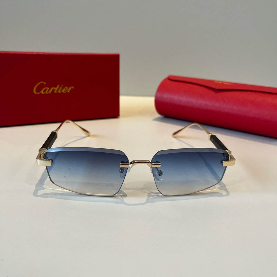 Cartier カルティエ サングラス メンズ 限定モデル 軽量 高級感 ブルーレンズ 全4色展開 - 画像 3