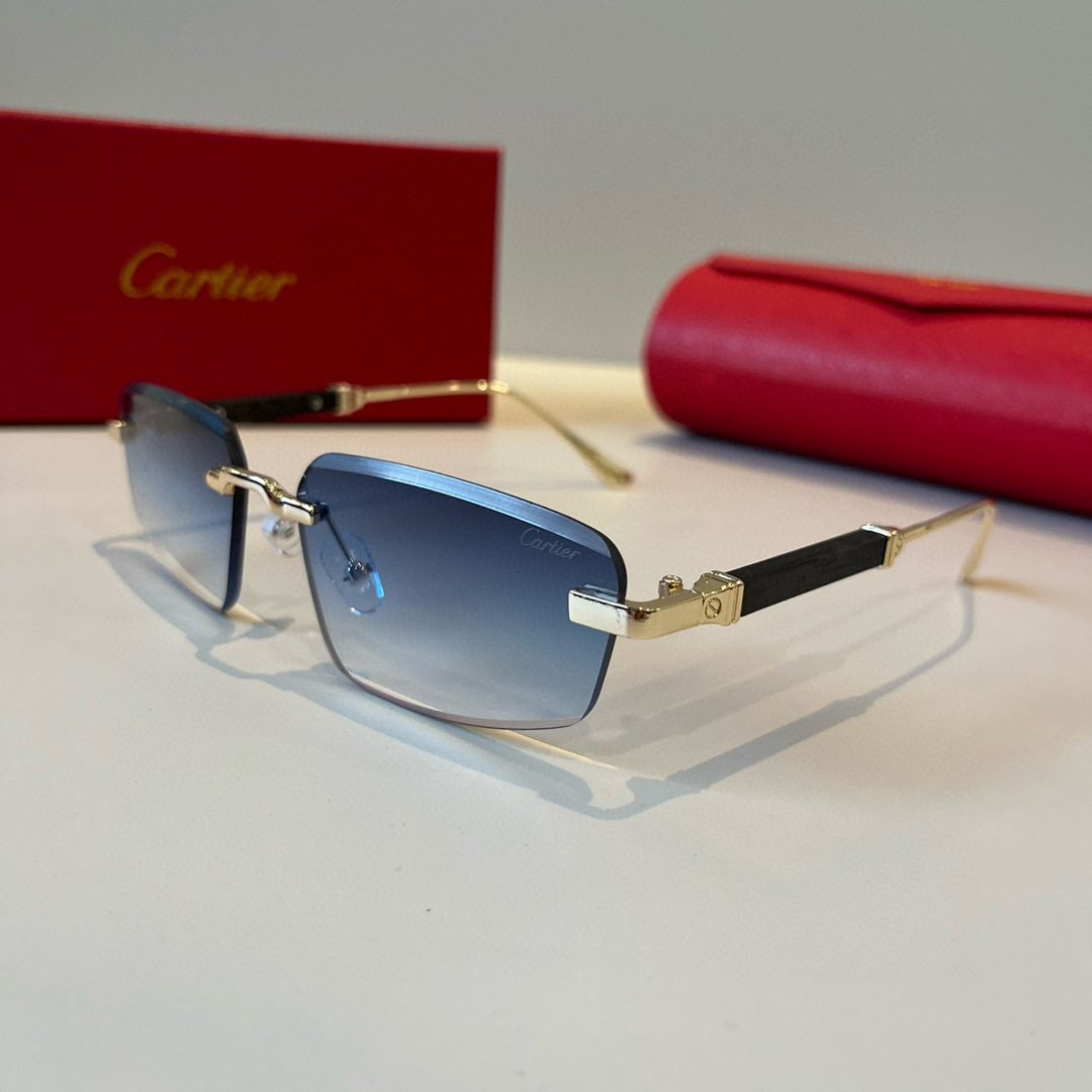 Cartier カルティエ サングラス メンズ 限定モデル 軽量 高級感 ブルーレンズ 全4色展開 - 画像 4