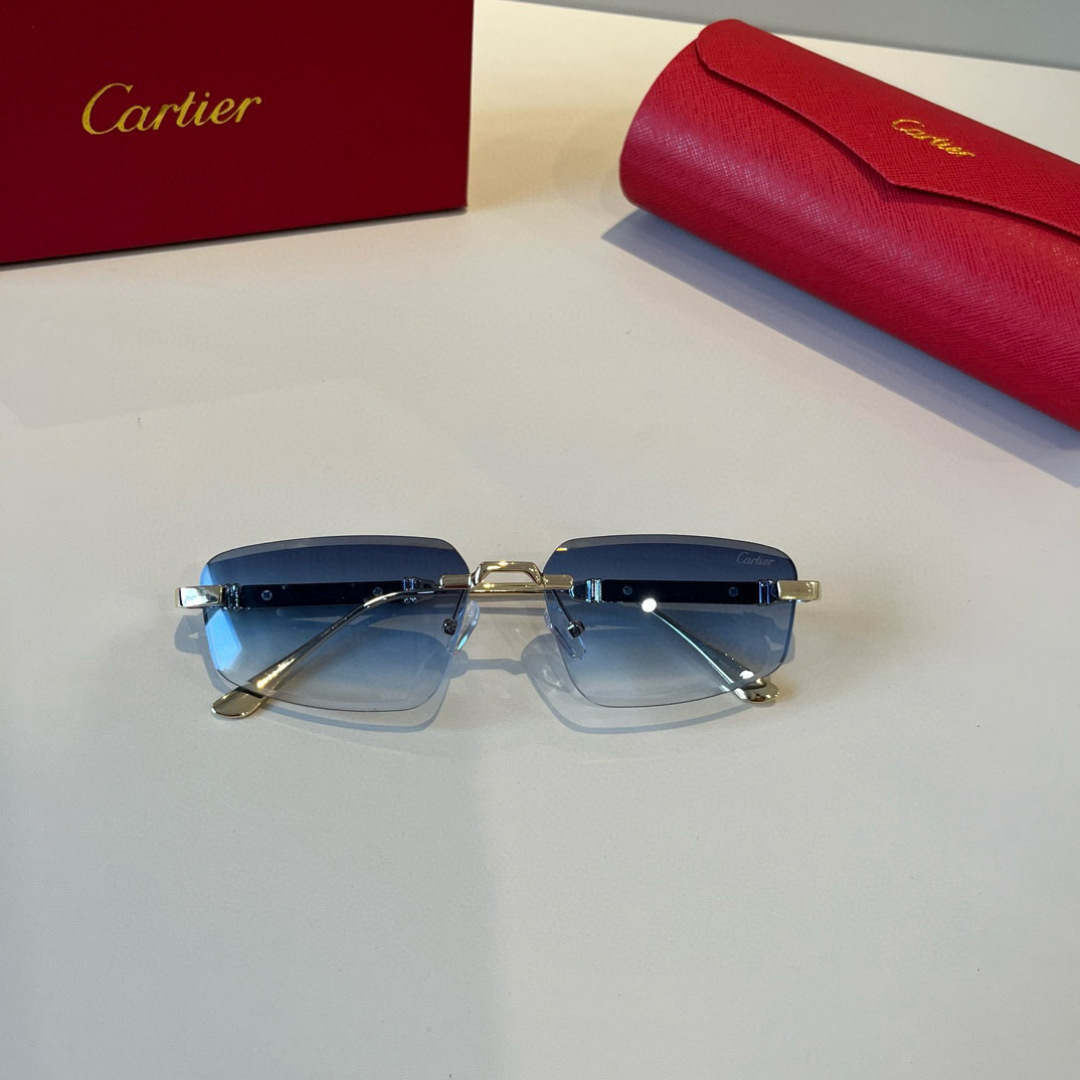 Cartier カルティエ サングラス メンズ 限定モデル 軽量 高級感 ブルーレンズ 全4色展開 - 画像 5
