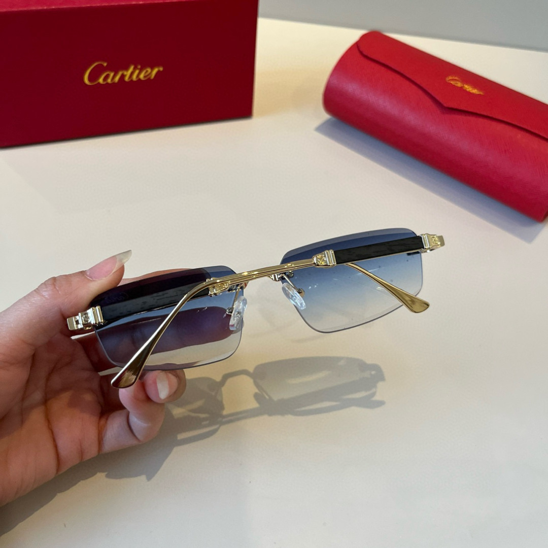 Cartier カルティエ サングラス メンズ 限定モデル 軽量 高級感 ブルーレンズ 全4色展開 - 画像 9