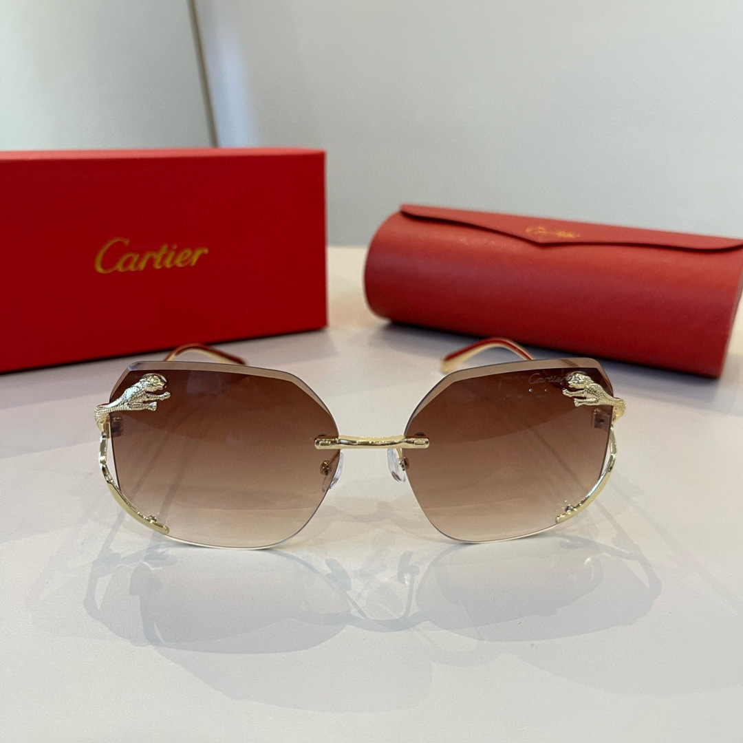CARTIE カルティエ サングラス メタルフレーム カバーデザイン ブラウン レディース 31467 - 画像 2