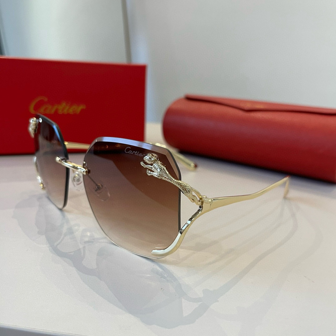 CARTIE カルティエ サングラス メタルフレーム カバーデザイン ブラウン レディース 31467 - 画像 3