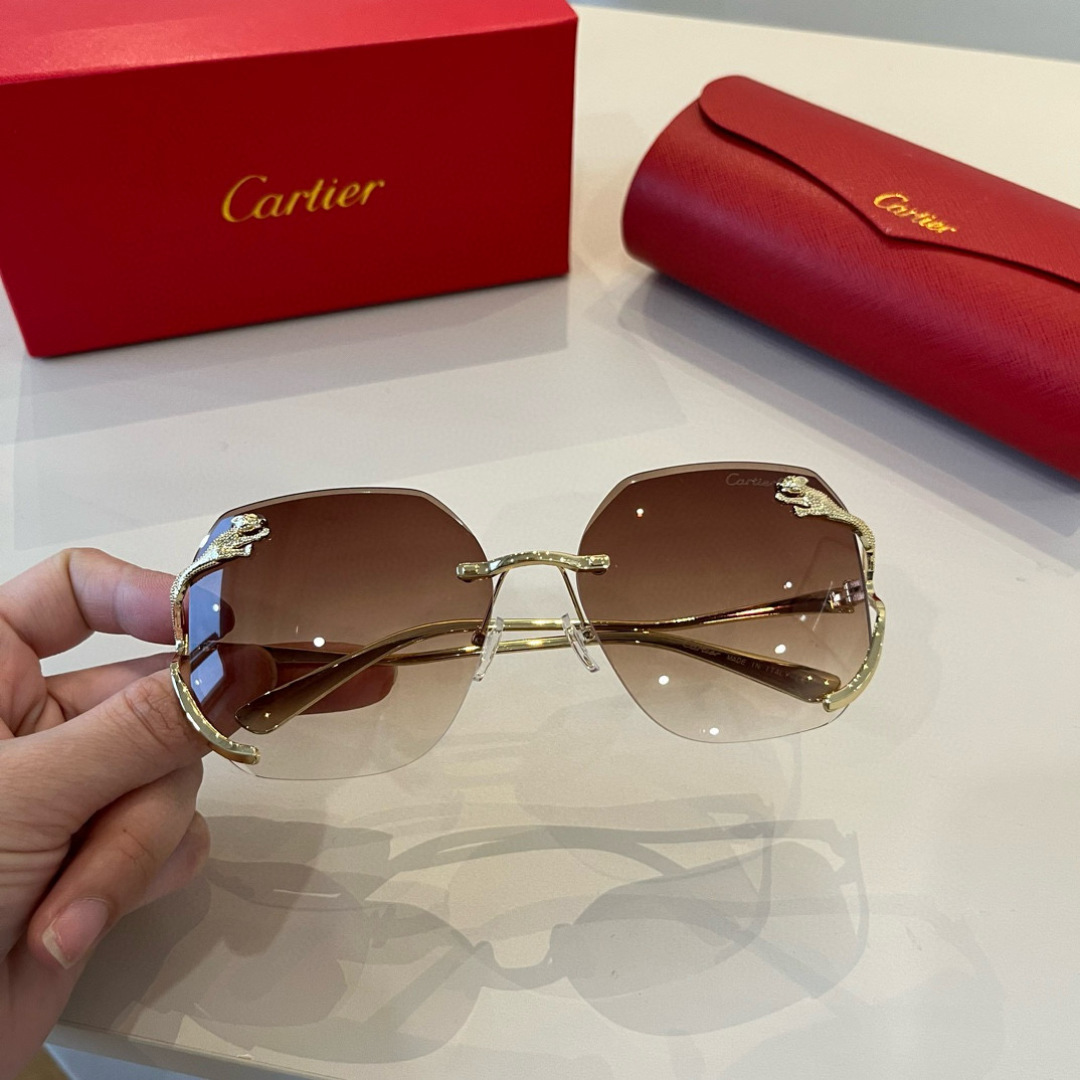 CARTIE カルティエ サングラス メタルフレーム カバーデザイン ブラウン レディース 31467 - 画像 4