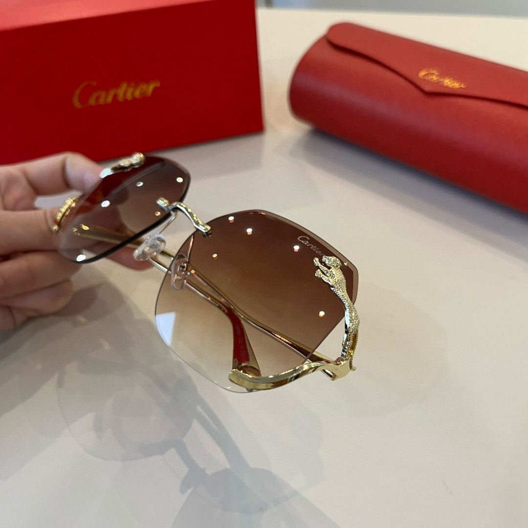 CARTIE カルティエ サングラス メタルフレーム カバーデザイン ブラウン レディース 31467 - 画像 5