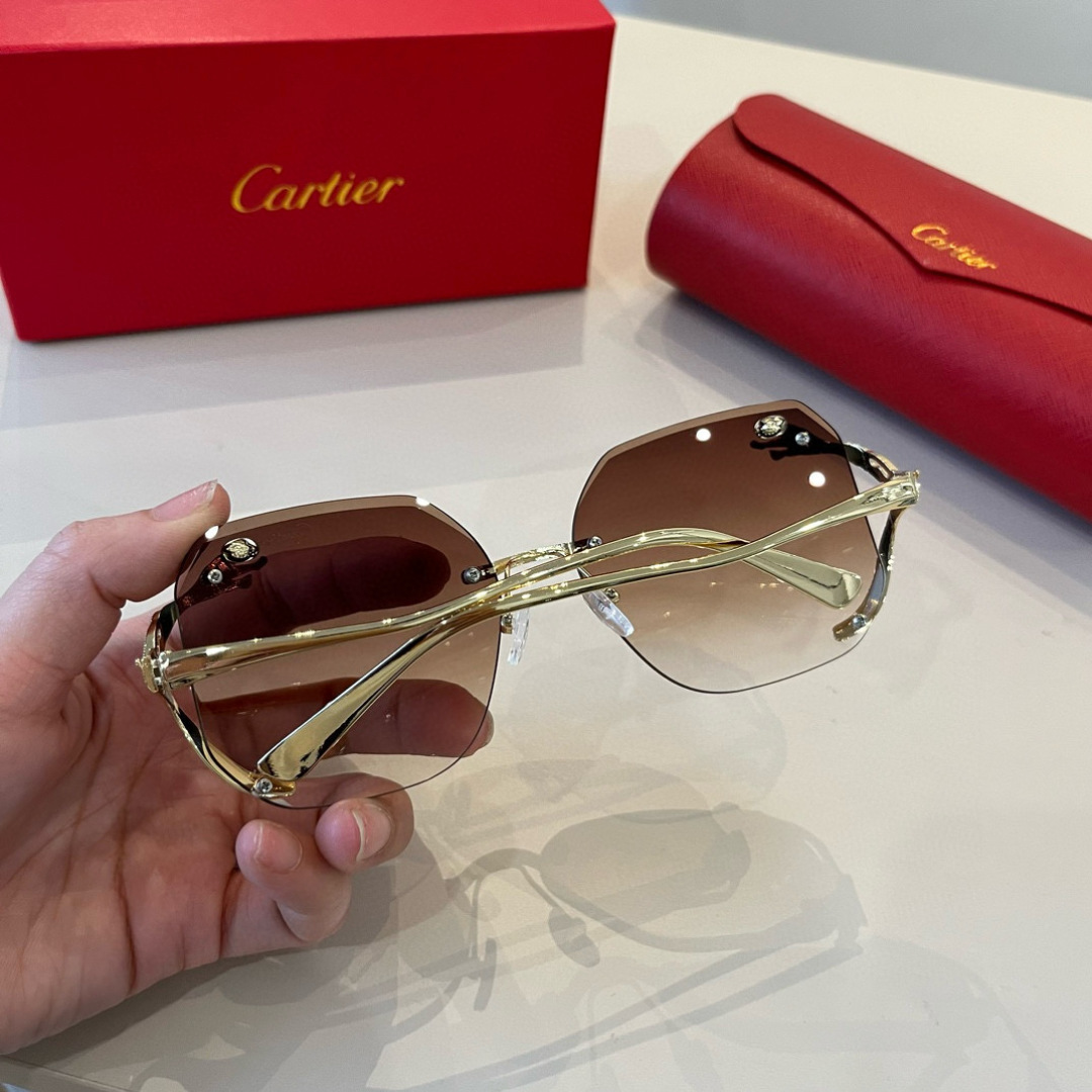 CARTIE カルティエ サングラス メタルフレーム カバーデザイン ブラウン レディース 31467 - 画像 6