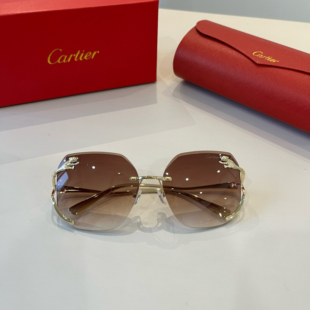 CARTIE カルティエ サングラス メタルフレーム カバーデザイン ブラウン レディース 31467 - 画像 8
