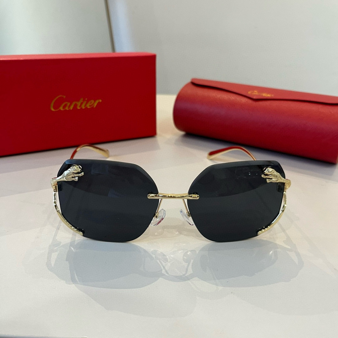CARTIE カルティエ サングラス パンサー メタルフレーム 无框 超軽量 ブラック ブラウン - 画像 2