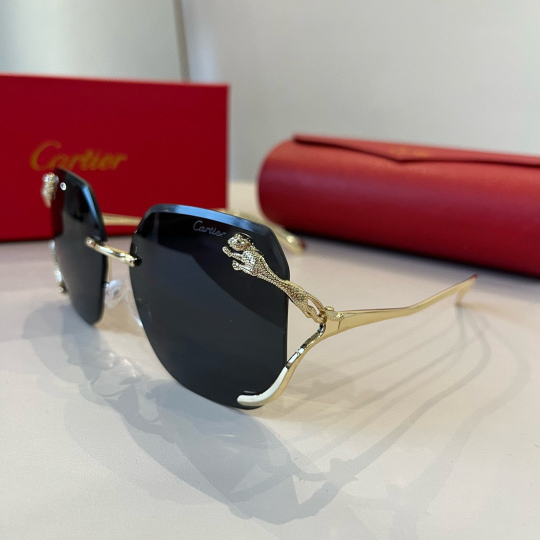 CARTIE カルティエ サングラス パンサー メタルフレーム 无框 超軽量 ブラック ブラウン - 画像 3