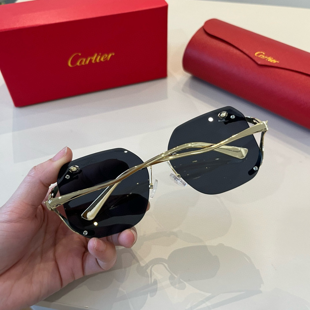 CARTIE カルティエ サングラス パンサー メタルフレーム 无框 超軽量 ブラック ブラウン - 画像 4