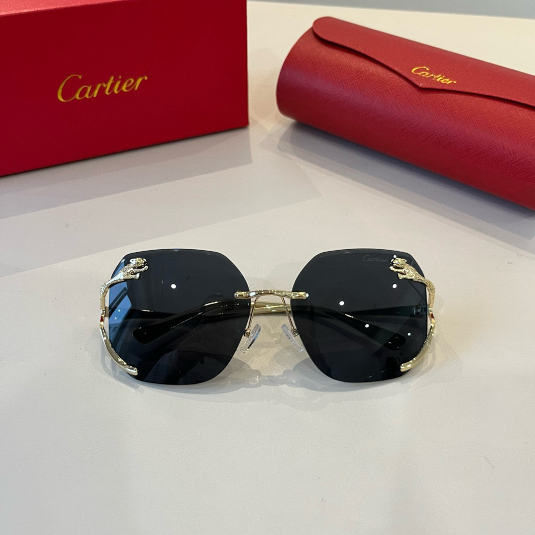 CARTIE カルティエ サングラス パンサー メタルフレーム 无框 超軽量 ブラック ブラウン - 画像 5