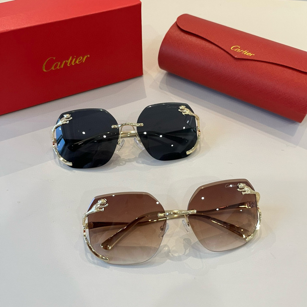 CARTIE カルティエ サングラス パンサー メタルフレーム 无框 超軽量 ブラック ブラウン - 画像 8