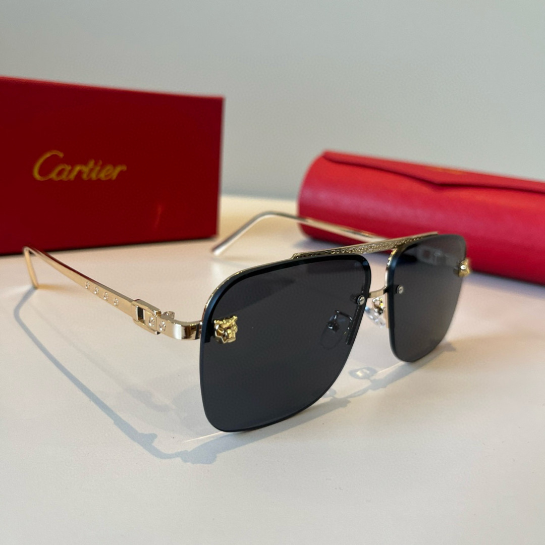 Cartier カルティエ メガネ フレームレス サングラス 金色 ブラック