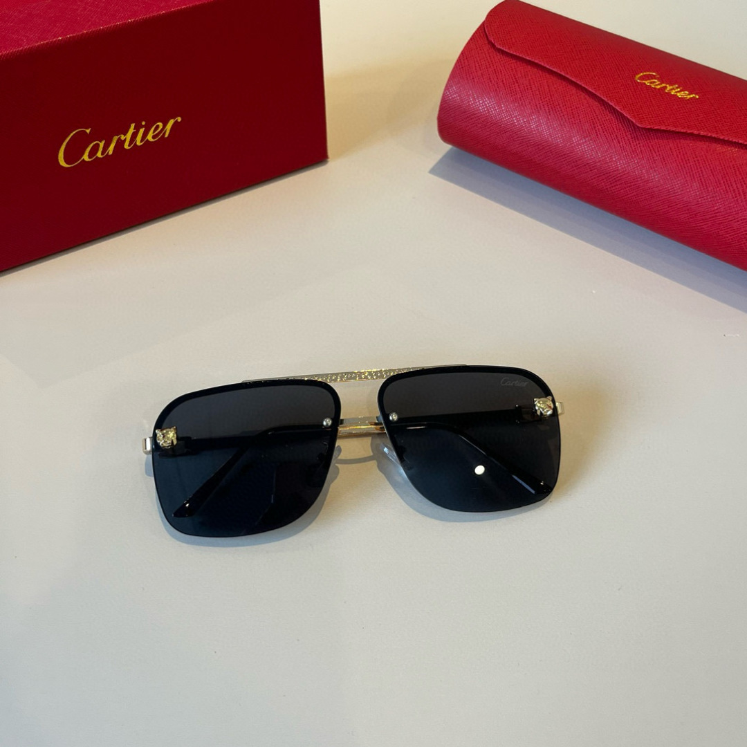 Cartier カルティエ メガネ フレームレス サングラス 金色 ブラック - 画像 2