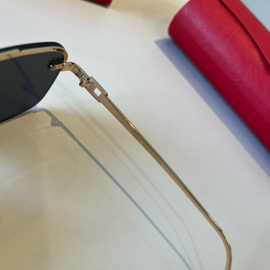 Cartier カルティエ メガネ フレームレス サングラス 金色 ブラック - 画像 6