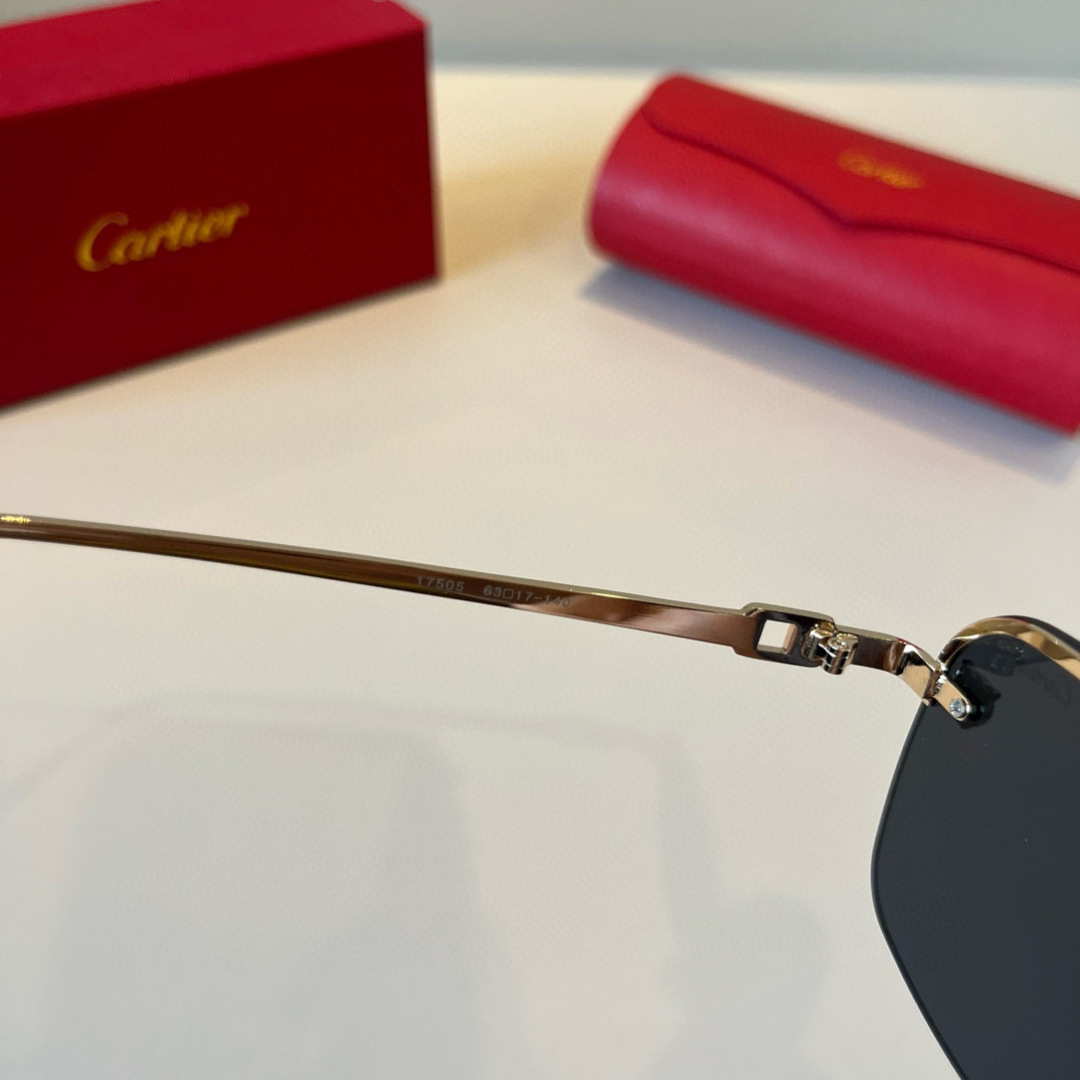 Cartier カルティエ メガネ フレームレス サングラス 金色 ブラック - 画像 7