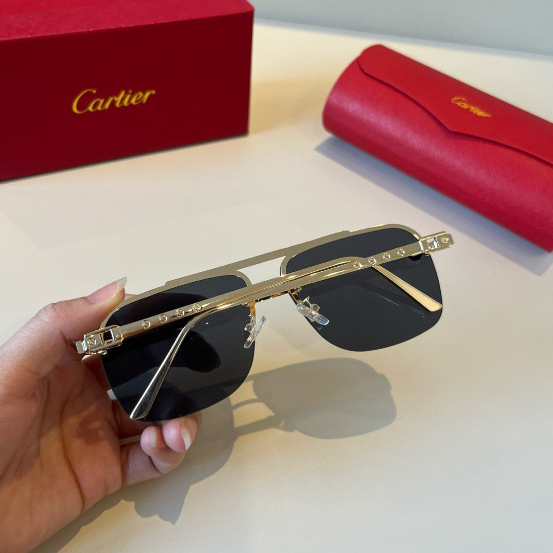 Cartier カルティエ メガネ フレームレス サングラス 金色 ブラック - 画像 8