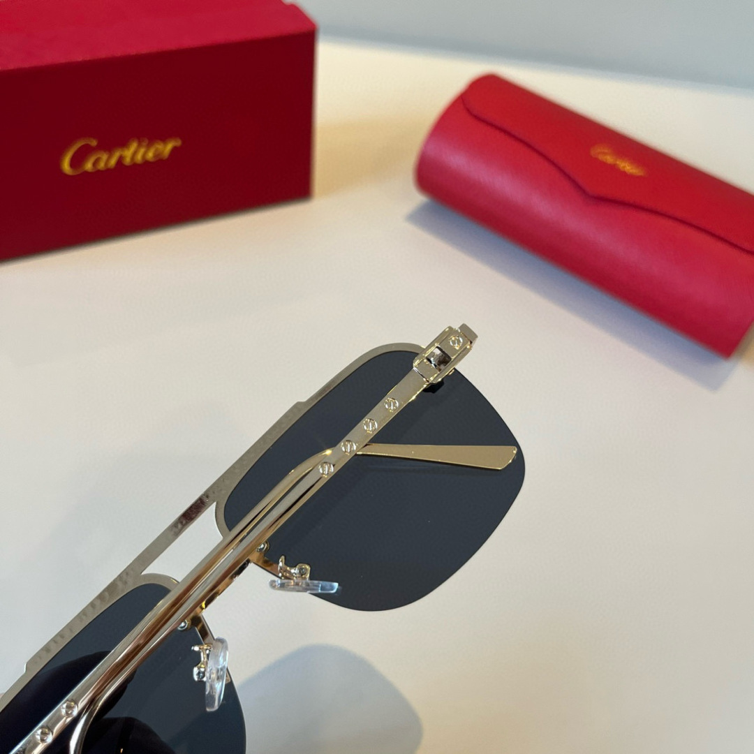 Cartier カルティエ メガネ フレームレス サングラス 金色 ブラック - 画像 9