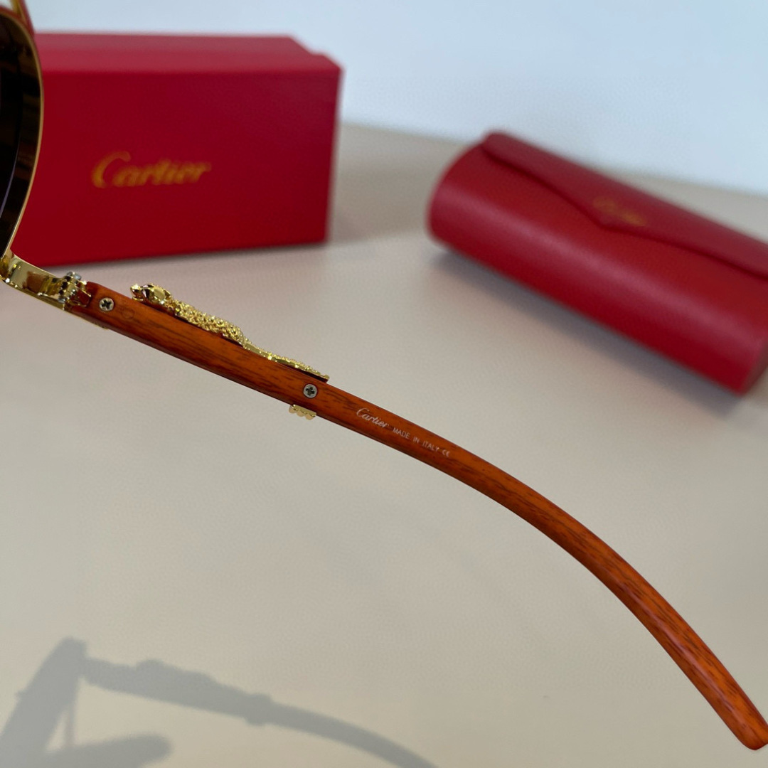 CARTIE カルティエ サングラス メタルフレーム 丸型 メンズ レディース ブラック 6108 51-24-140 - 画像 2