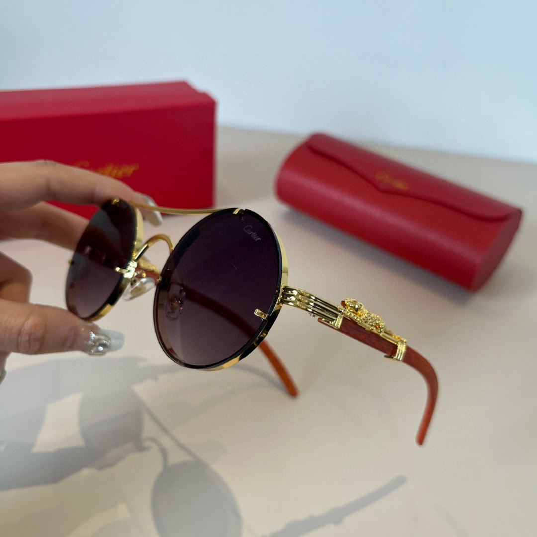 CARTIE カルティエ サングラス メタルフレーム 丸型 メンズ レディース ブラック 6108 51-24-140 - 画像 6