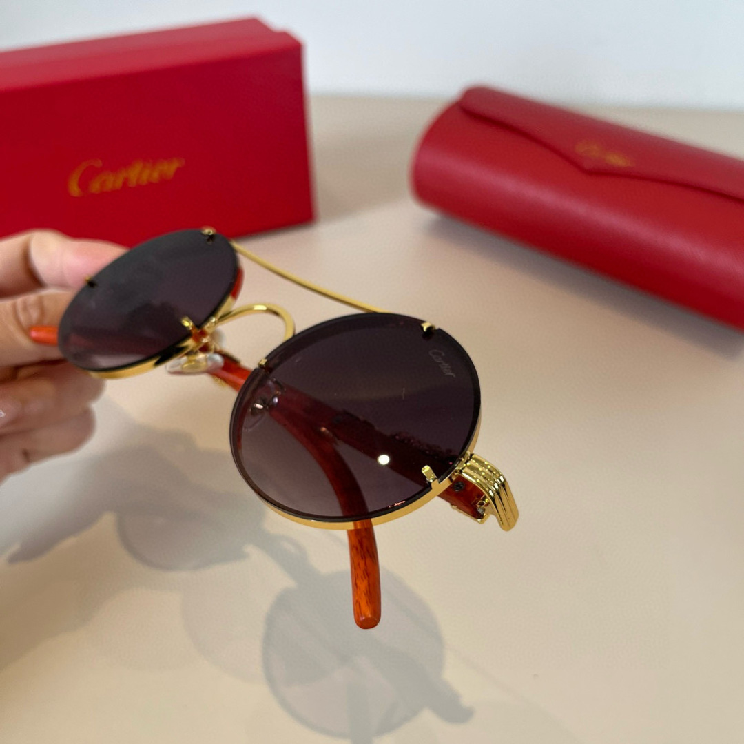 CARTIE カルティエ サングラス メタルフレーム 丸型 メンズ レディース ブラック 6108 51-24-140 - 画像 8