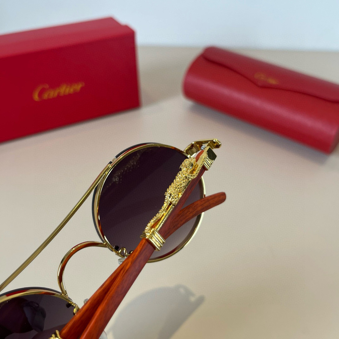 CARTIE カルティエ サングラス メタルフレーム 丸型 メンズ レディース ブラック 6108 51-24-140 - 画像 9