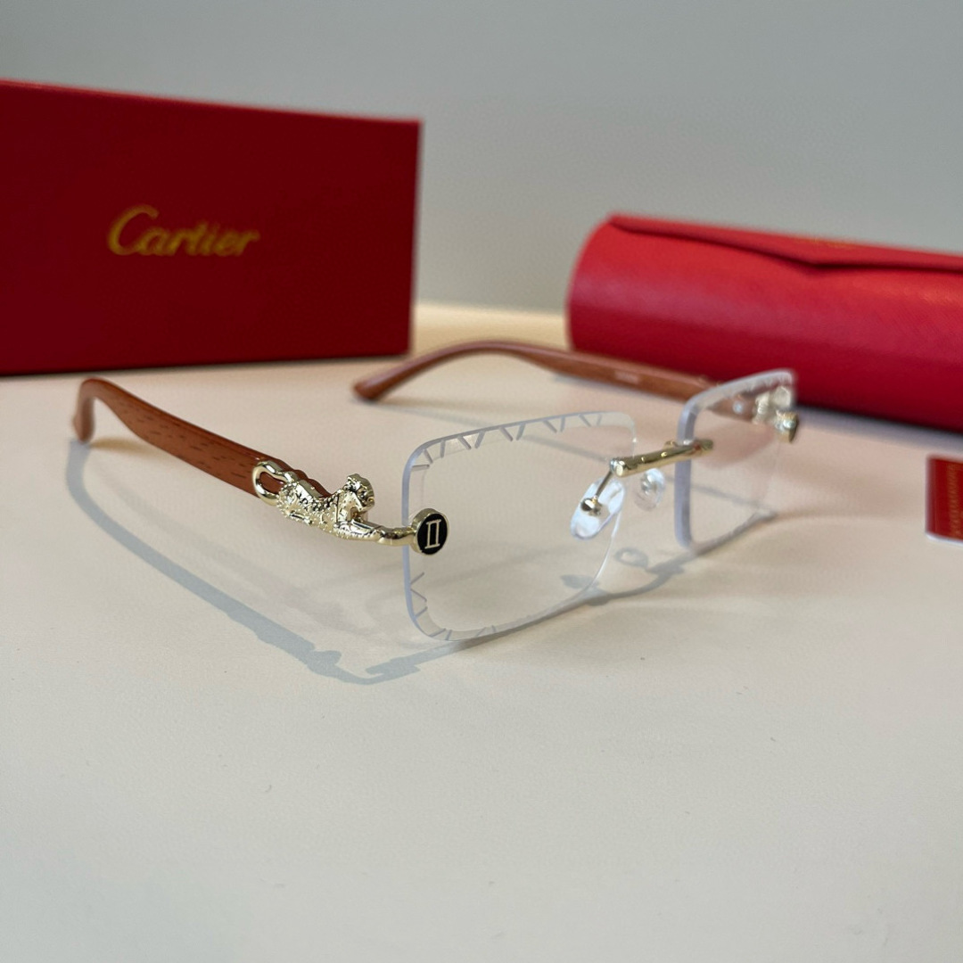 CARTIER カルティエ サングラス メタルフレーム 木製テンプル 超軽量 高級感 メンズ レディース ブラック