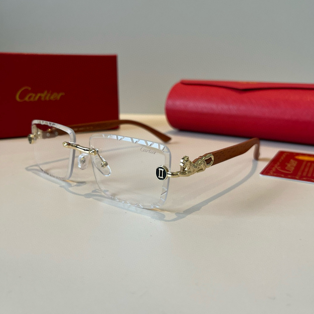 CARTIER カルティエ サングラス メタルフレーム 木製テンプル 超軽量 高級感 メンズ レディース ブラック - 画像 4