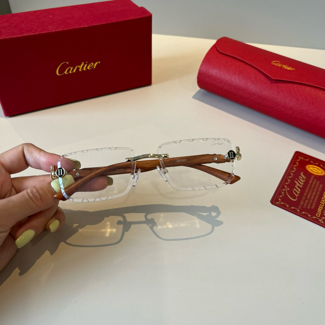 CARTIER カルティエ サングラス メタルフレーム 木製テンプル 超軽量 高級感 メンズ レディース ブラック - 画像 5