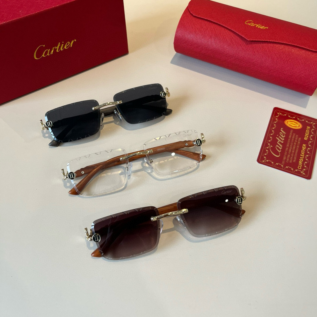 CARTIER カルティエ サングラス メタルフレーム ブラック 限定モデル 高級感 メンズ シニア ブラック 31447 - 画像 2