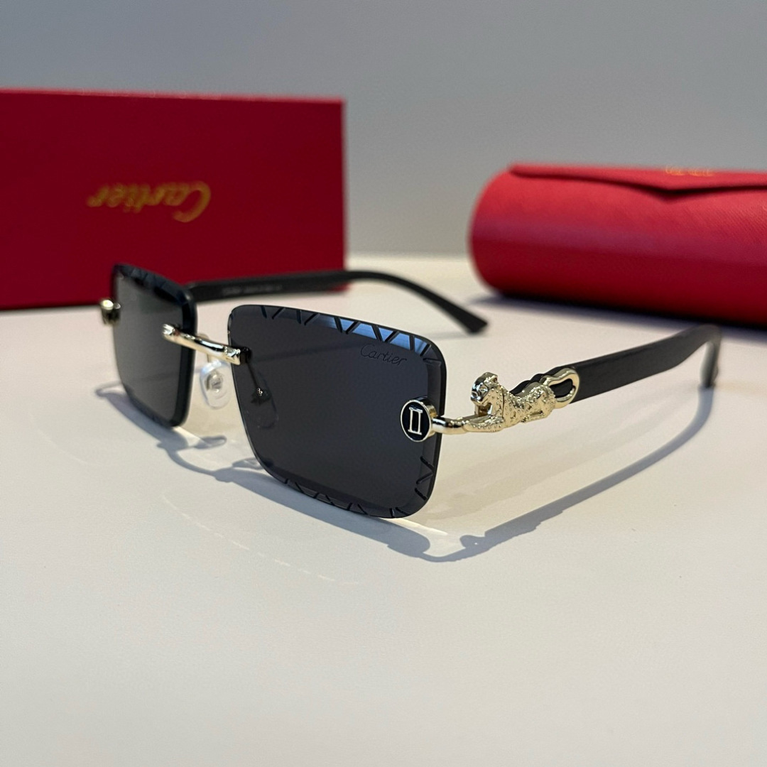 CARTIER カルティエ サングラス メタルフレーム ブラック 限定モデル 高級感 メンズ シニア ブラック 31447 - 画像 4