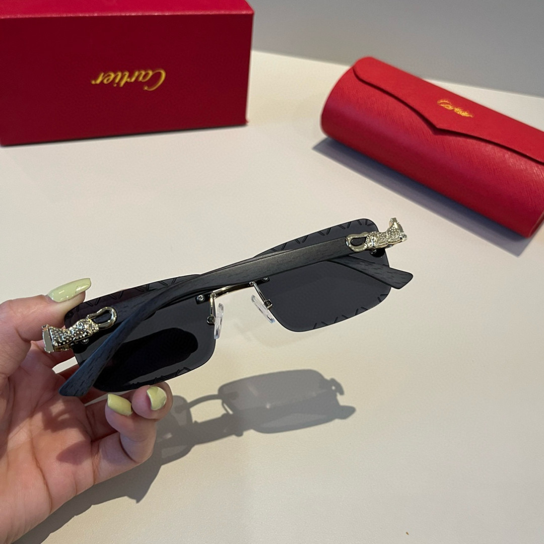 CARTIER カルティエ サングラス メタルフレーム ブラック 限定モデル 高級感 メンズ シニア ブラック 31447 - 画像 6