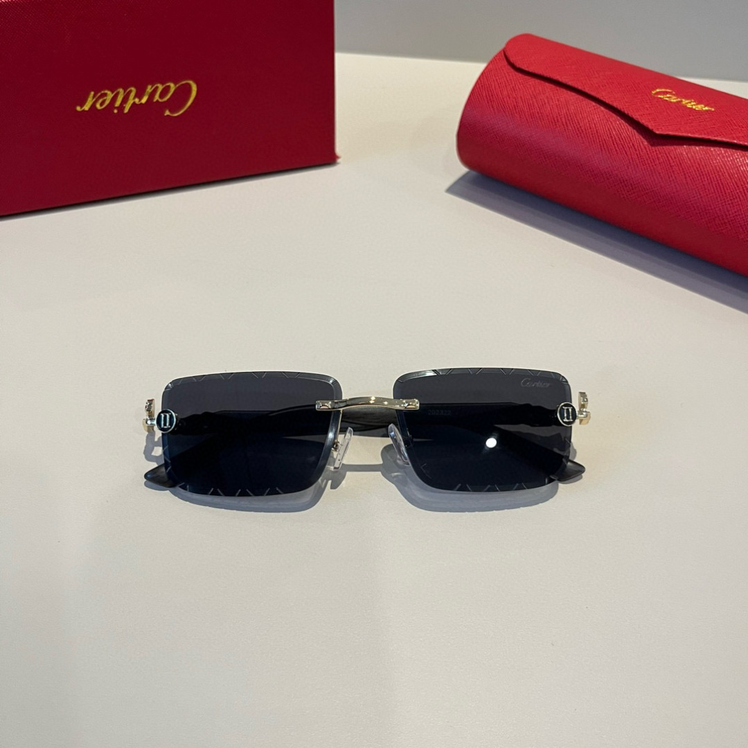 CARTIER カルティエ サングラス メタルフレーム ブラック 限定モデル 高級感 メンズ シニア ブラック 31447 - 画像 9