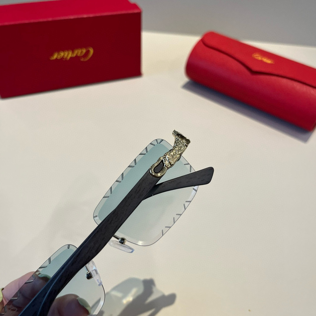 CARTIER カルティエ サングラス メタルフレーム 無縁 シルバー ブラック ランプ グラデーション キャットアイ メンズ レディース - 画像 6