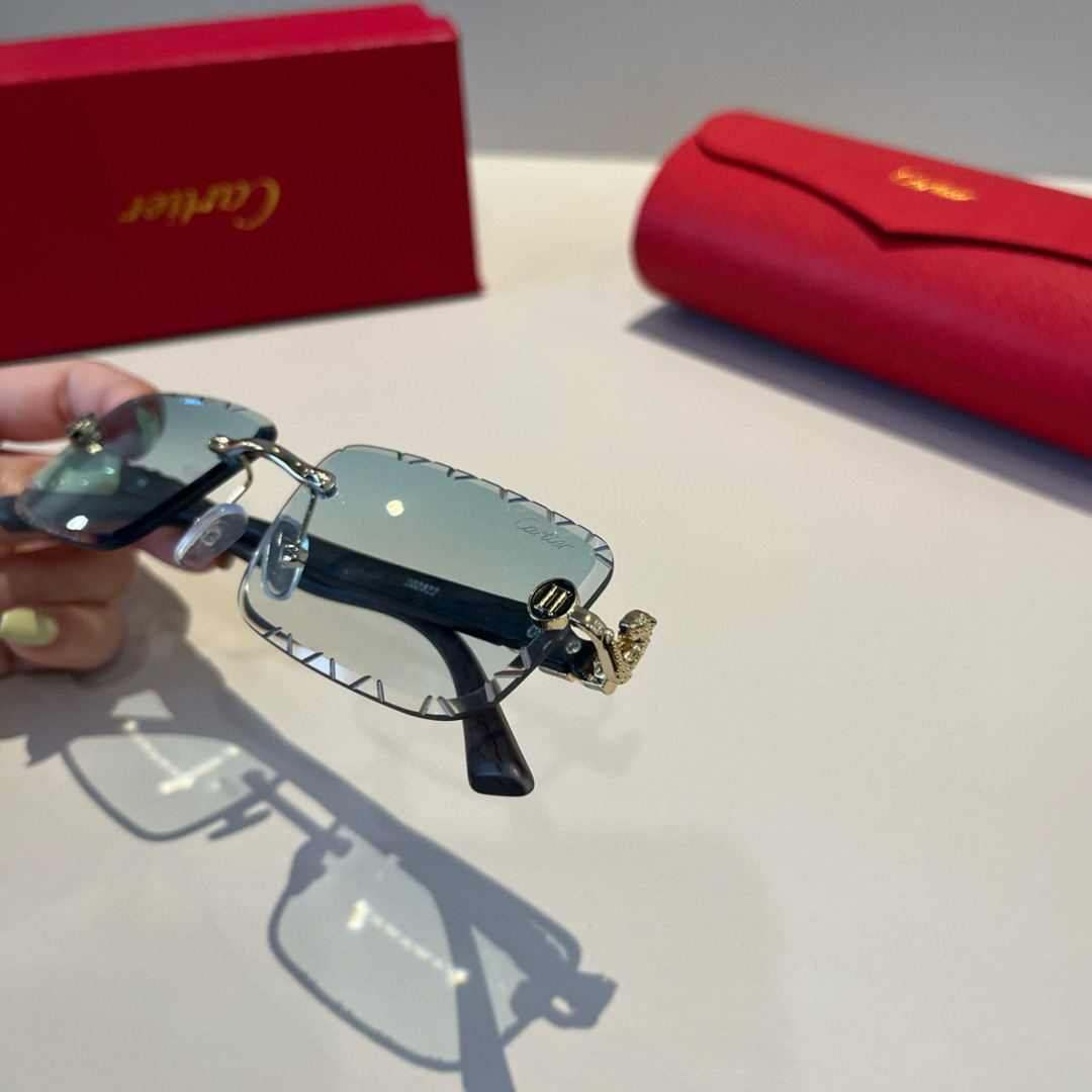 CARTIER カルティエ サングラス メタルフレーム 無縁 シルバー ブラック ランプ グラデーション キャットアイ メンズ レディース - 画像 7