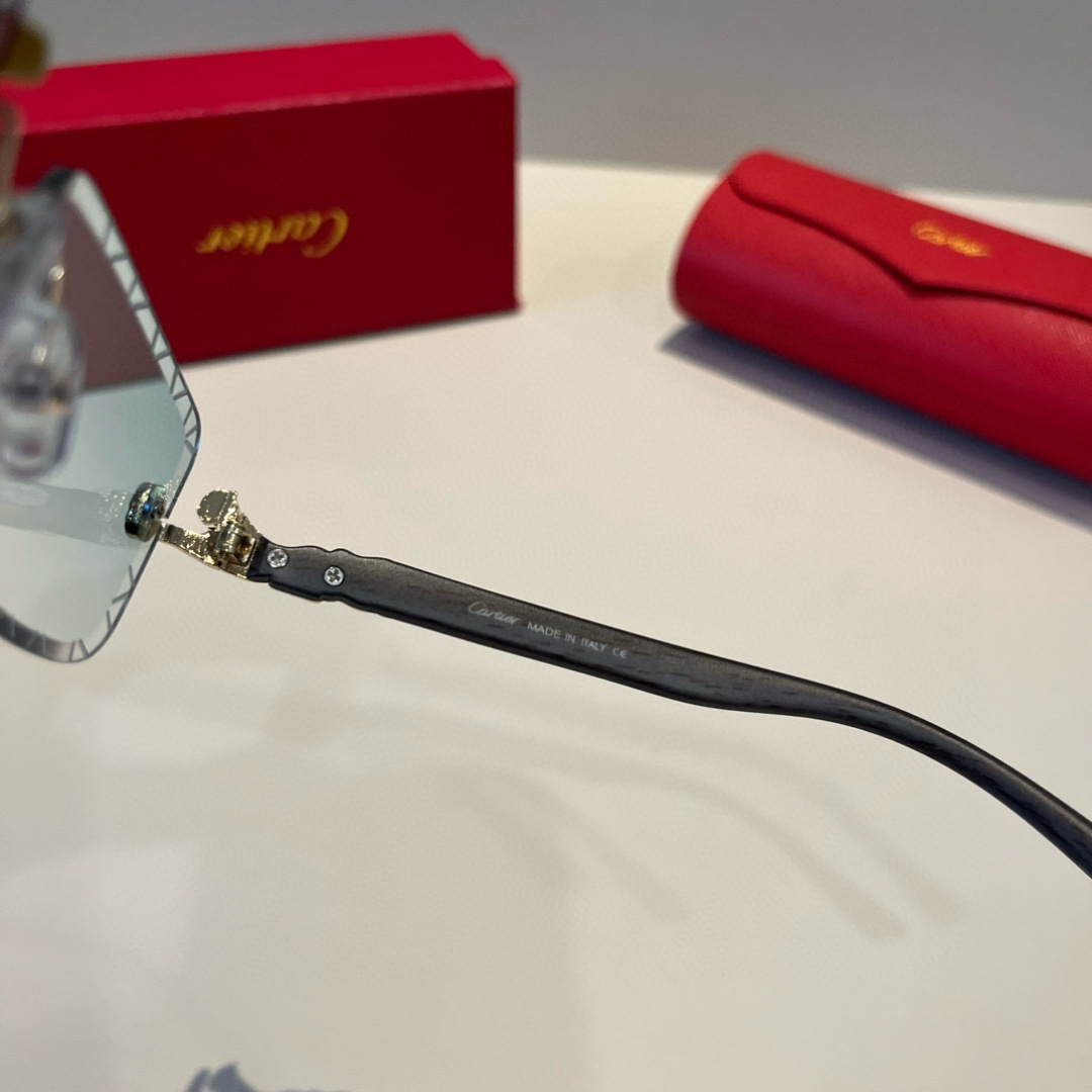 CARTIER カルティエ サングラス メタルフレーム 無縁 シルバー ブラック ランプ グラデーション キャットアイ メンズ レディース - 画像 9