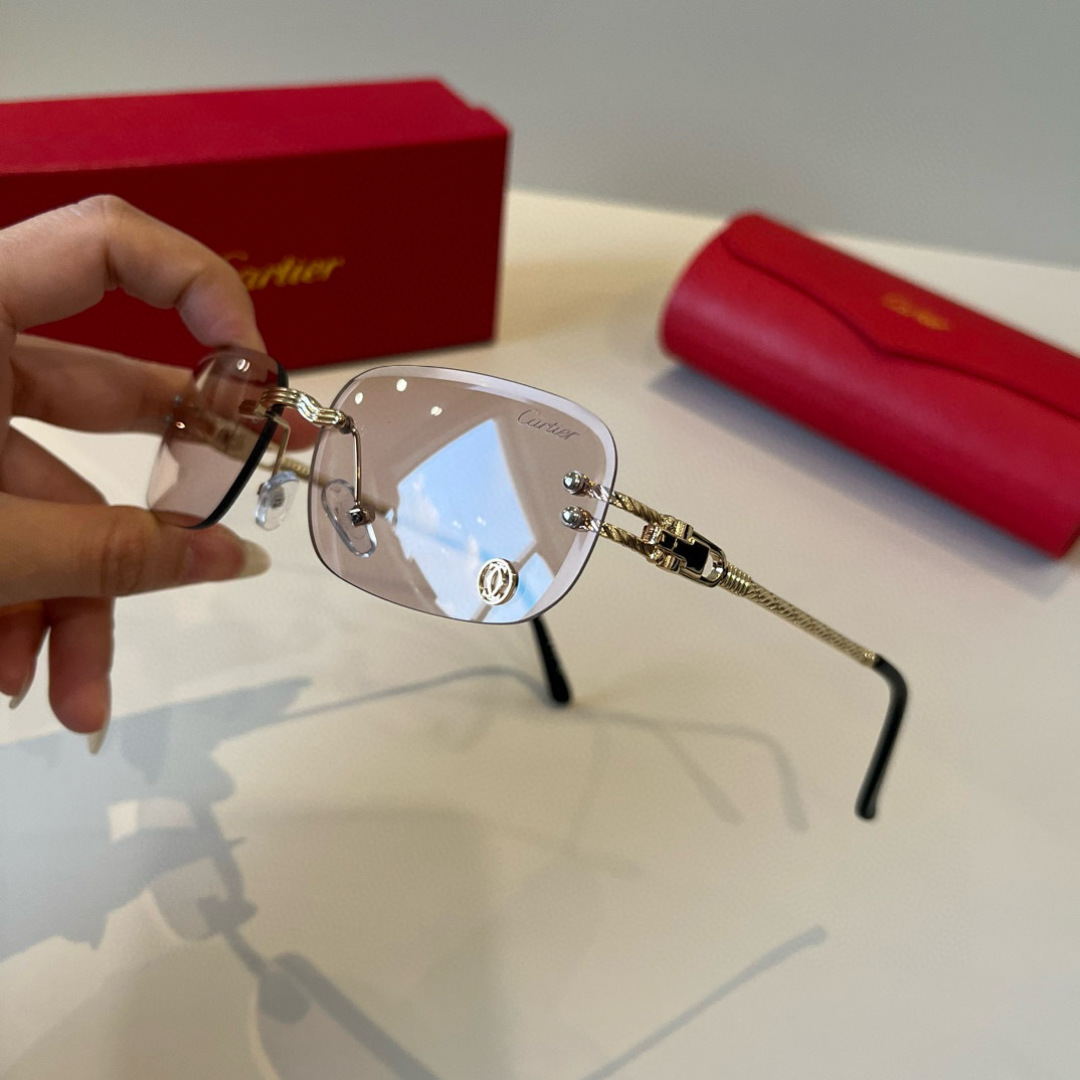 CARTIE カルティエ メガネ メンズ レディース ブランド 17477 ロングフレーム マットブラック ピンク グレー グリーン ブルー レッド 多色展開 - 画像 6