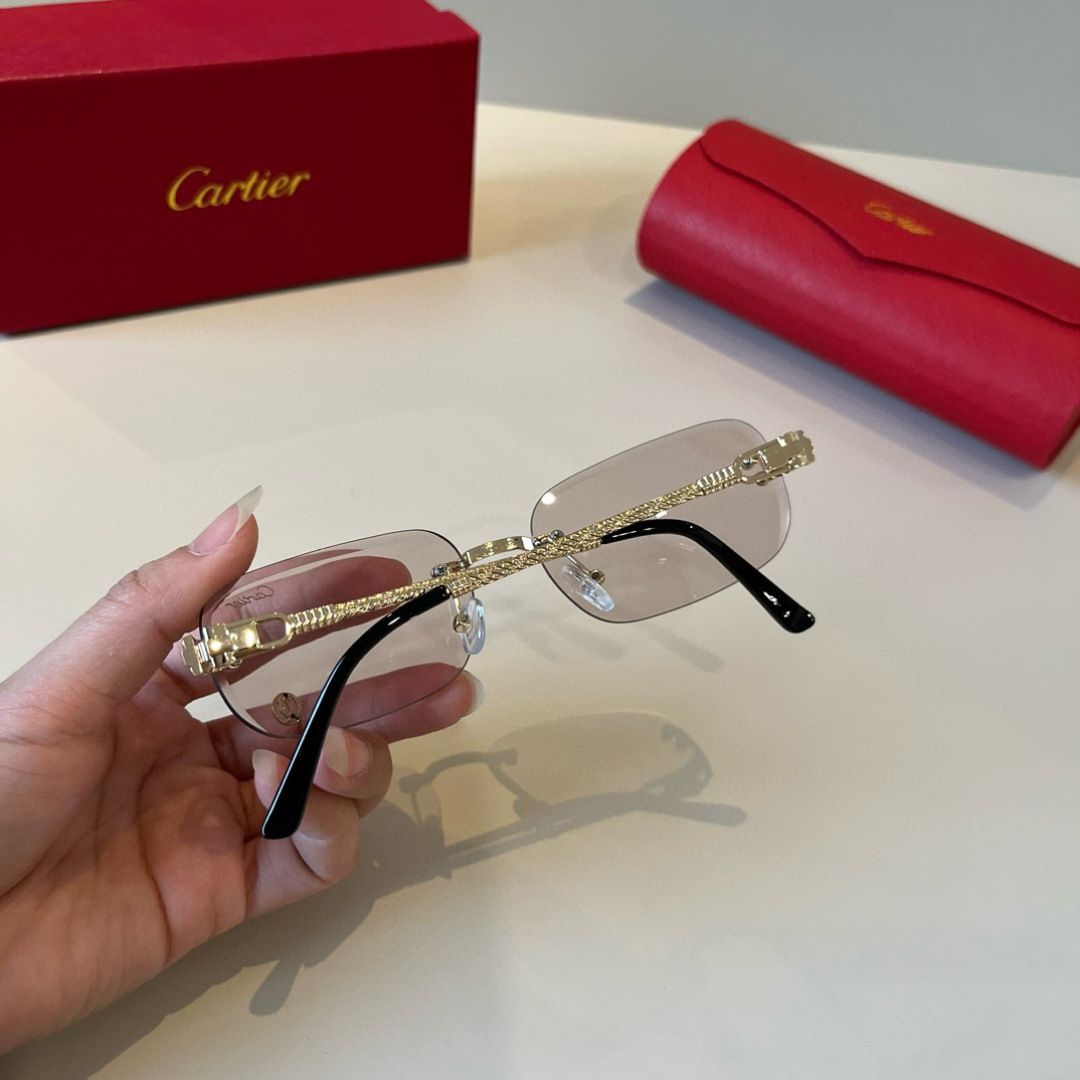 CARTIE カルティエ メガネ メンズ レディース ブランド 17477 ロングフレーム マットブラック ピンク グレー グリーン ブルー レッド 多色展開 - 画像 9