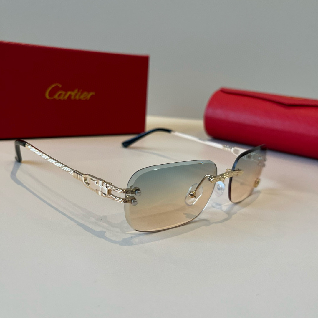 CARTIER カルティエ サングラス メタルフレーム 金属 フレーム ワイヤーデザイン トーン アウトドア グラデーション レディース メンズ 全6色