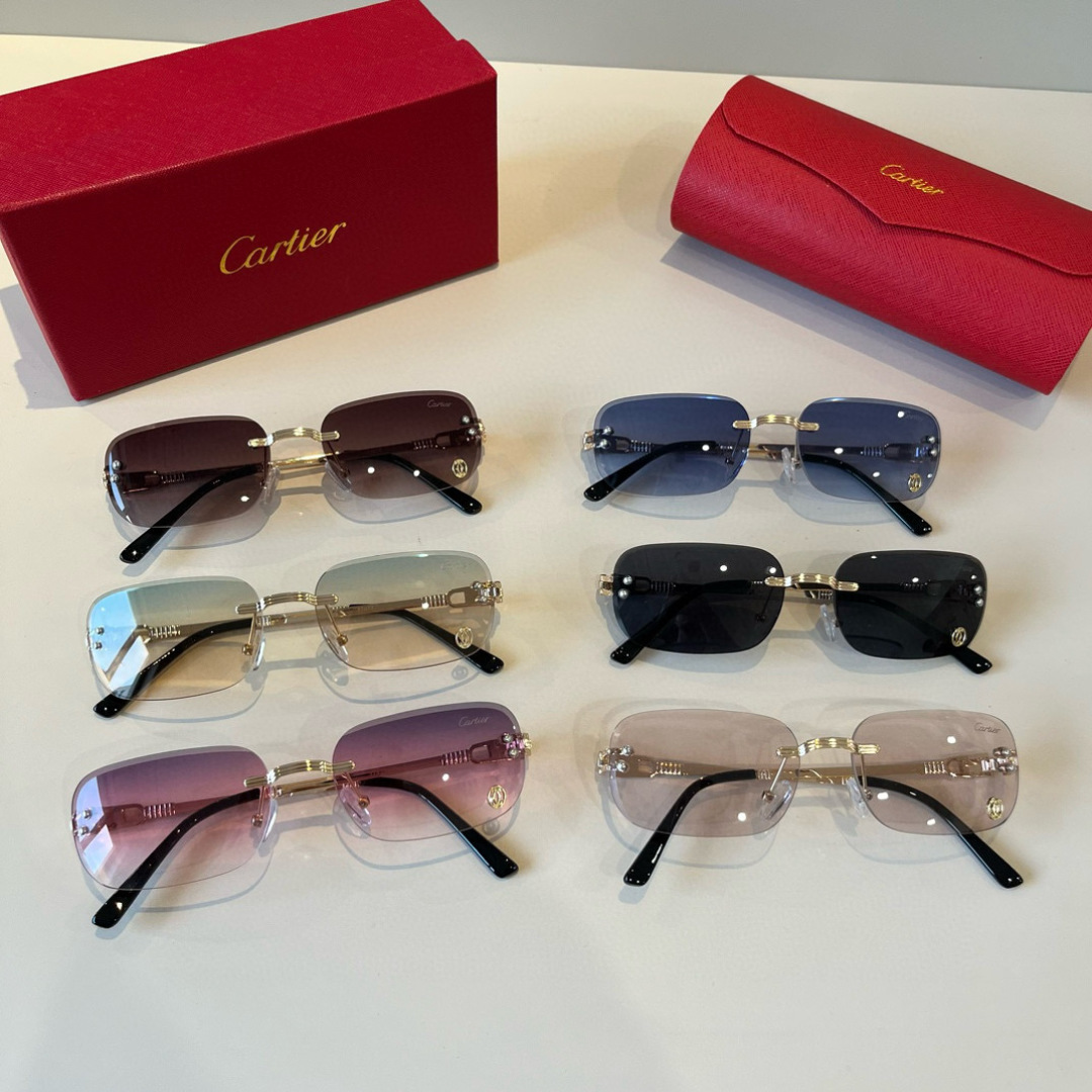 CARTIER カルティエ サングラス メタルフレーム 金属 フレーム ワイヤーデザイン トーン アウトドア グラデーション レディース メンズ 全6色 - 画像 2