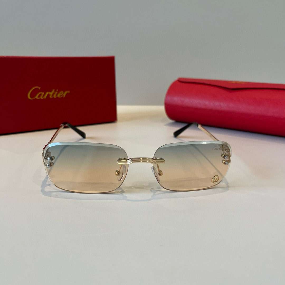 CARTIER カルティエ サングラス メタルフレーム 金属 フレーム ワイヤーデザイン トーン アウトドア グラデーション レディース メンズ 全6色 - 画像 3