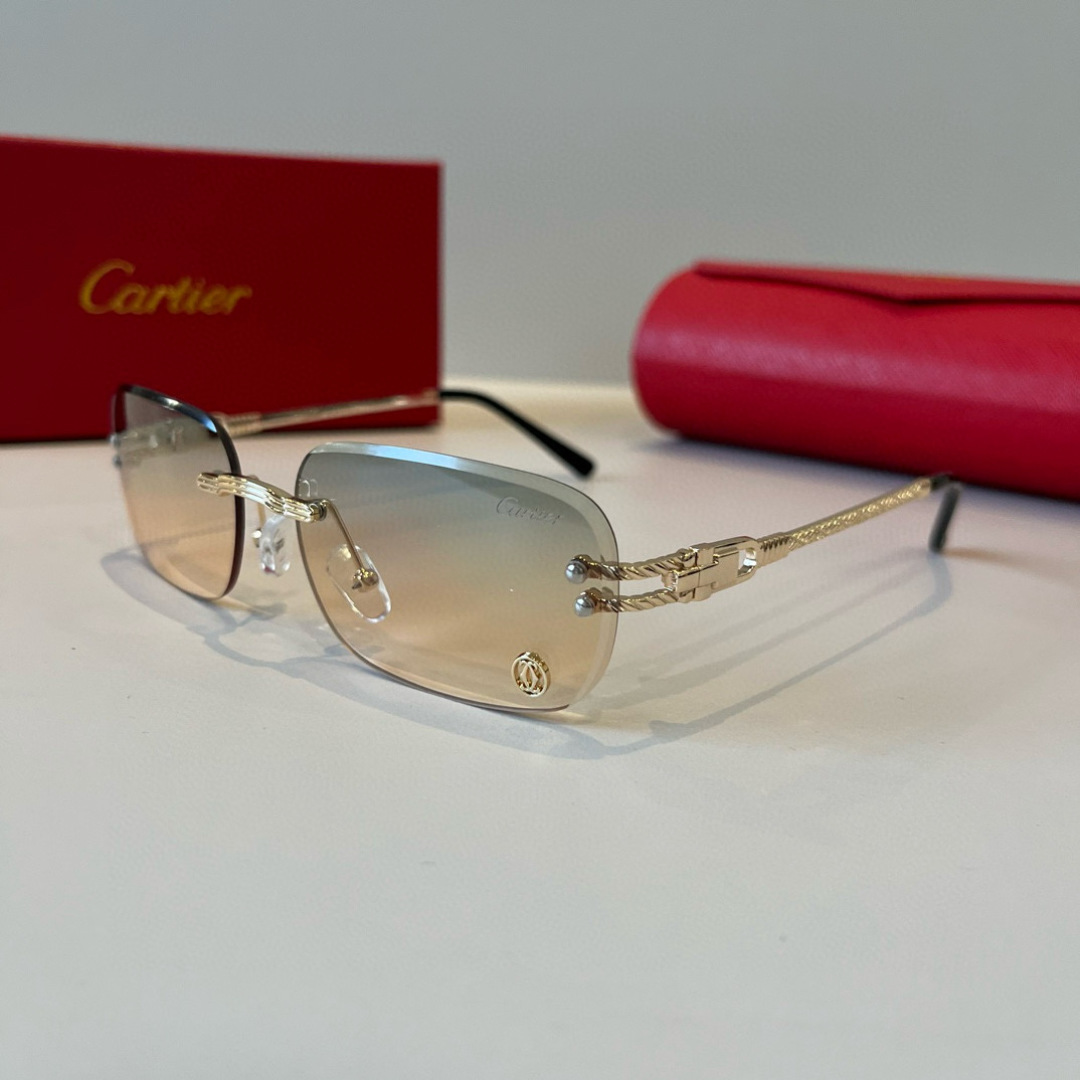 CARTIER カルティエ サングラス メタルフレーム 金属 フレーム ワイヤーデザイン トーン アウトドア グラデーション レディース メンズ 全6色 - 画像 4