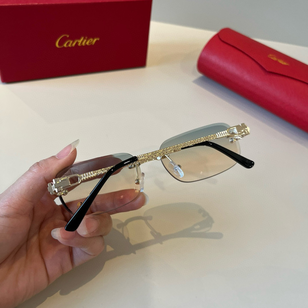 CARTIER カルティエ サングラス メタルフレーム 金属 フレーム ワイヤーデザイン トーン アウトドア グラデーション レディース メンズ 全6色 - 画像 7