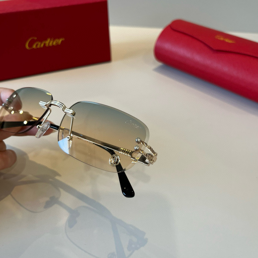CARTIER カルティエ サングラス メタルフレーム 金属 フレーム ワイヤーデザイン トーン アウトドア グラデーション レディース メンズ 全6色 - 画像 9