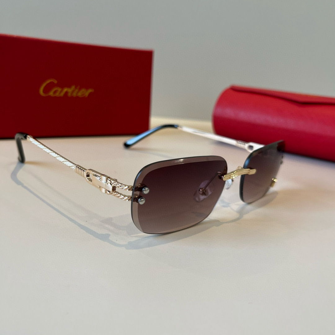 CARTIER カルティエ サングラス メタルフレーム フレームレス 超軽量 17477 多色展開